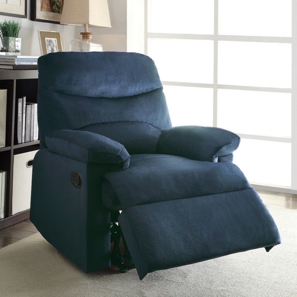 ACME The lovely Arcadia recliner offers comfort, style and value for any home. A smooth microfiber seat cushion provides relaxation from seat to toe with an easy to reach external handle for operating the reclining mechanism. | Meri Furniture