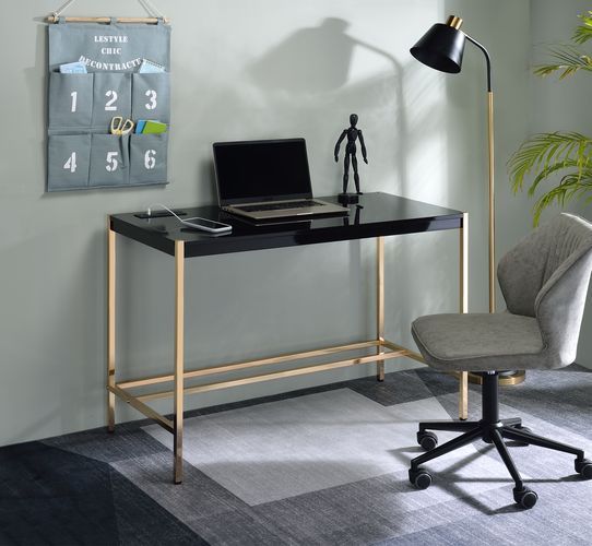 ACME Rectangular Writing Desk No Storage : Finish Metal Base. | Meri Furniture