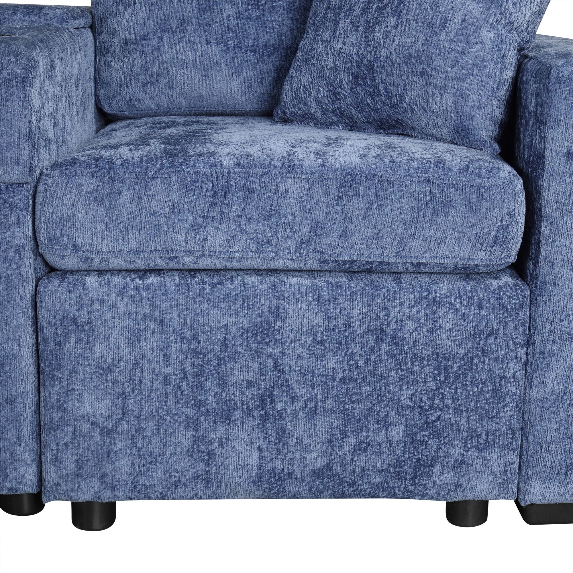 Contemporary L Shaped Convertible Sofa Bed With Pull Out Bed, Cup Holders, And Storage