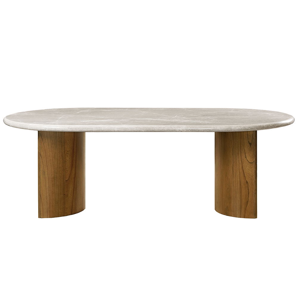 ACME Darcy - Dining Table - Natural Marble Top & Dark Walnut Finish | Meri Furniture