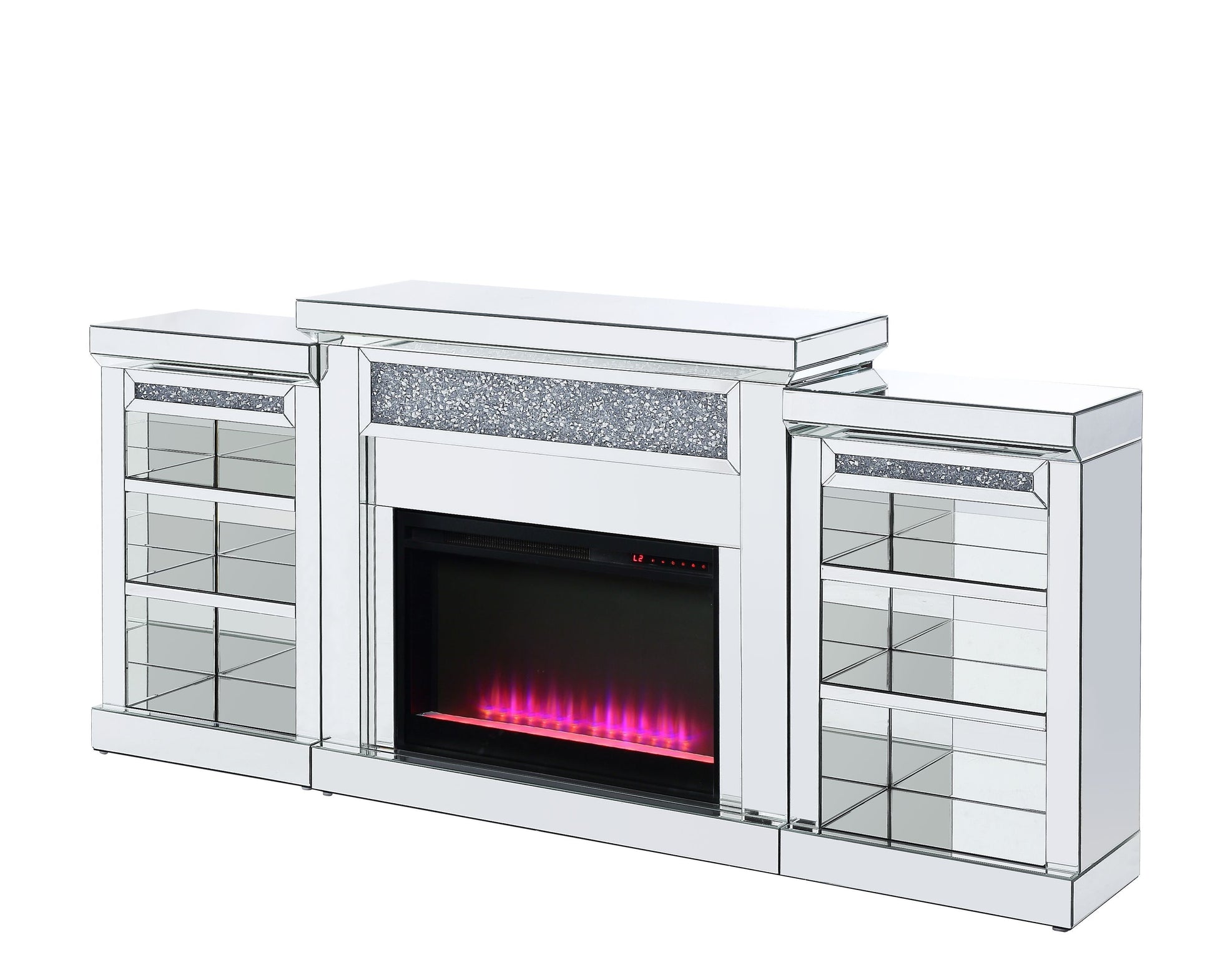ACME Noralie - Fireplace - Mirrored & Faux Diamonds - 36" | Meri Furniture