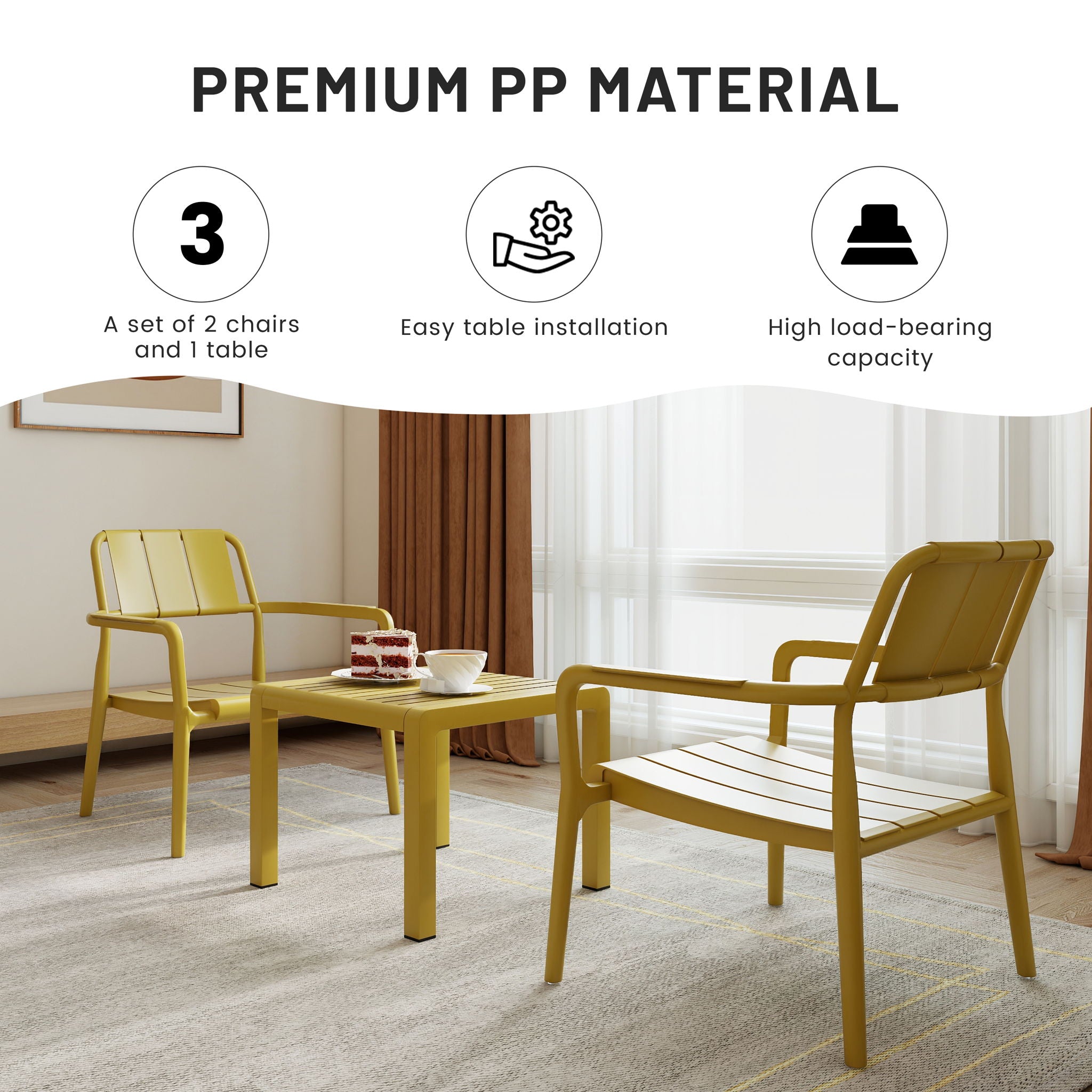 3 Piece Indoor / Outdoor Leisure Table And Chair Set