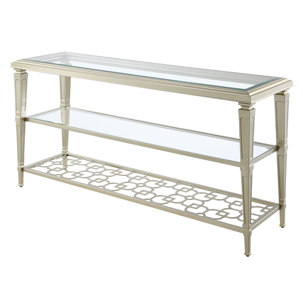 ACME Zaba - End Table - Glass Top & Silver | Meri Furniture