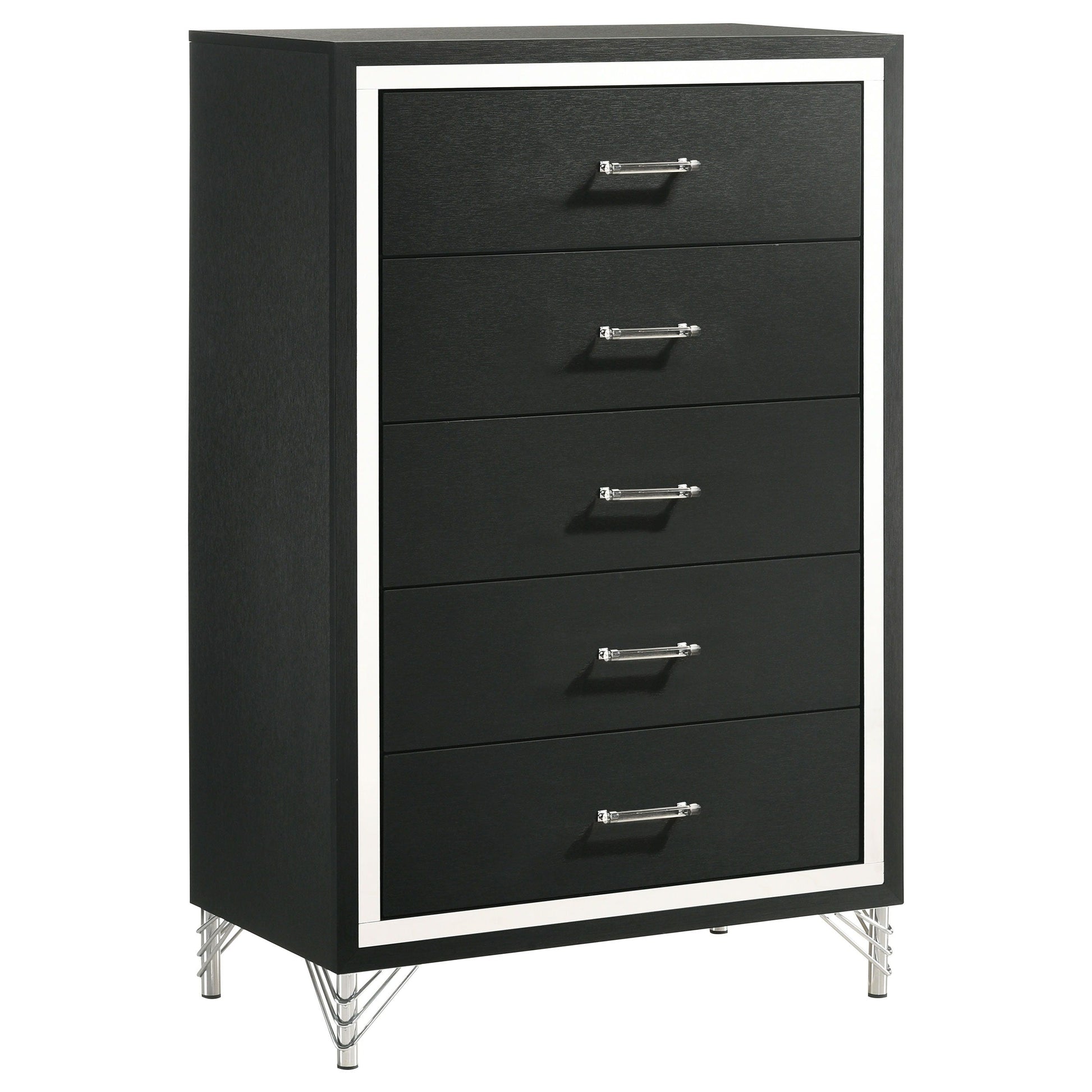 Coaster Fine Furniture Lucia - 5-Drawer Bedroom Chest Of Drawers - Black | Meri Furniture