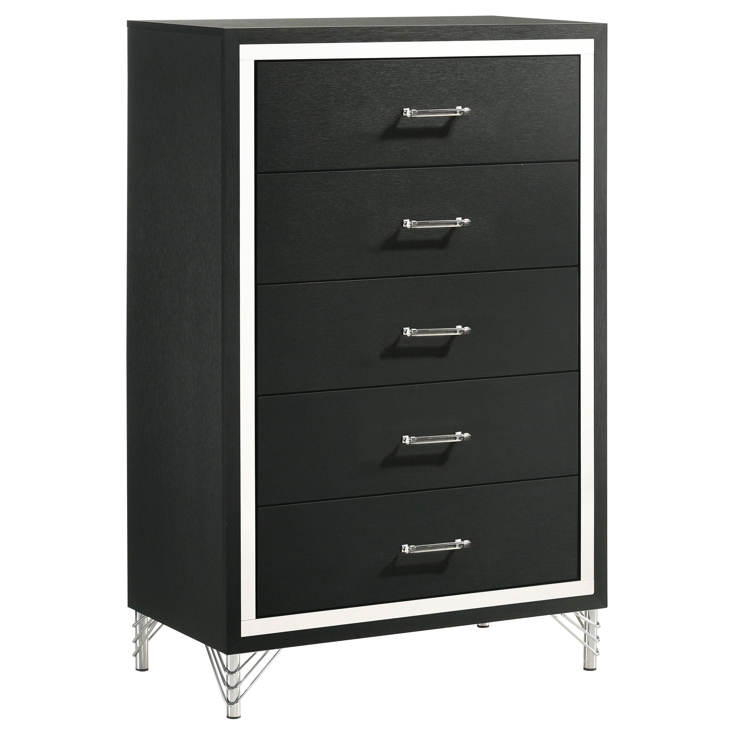 Coaster Fine Furniture Lucia - 5-Drawer Bedroom Chest Of Drawers - Black | Meri Furniture