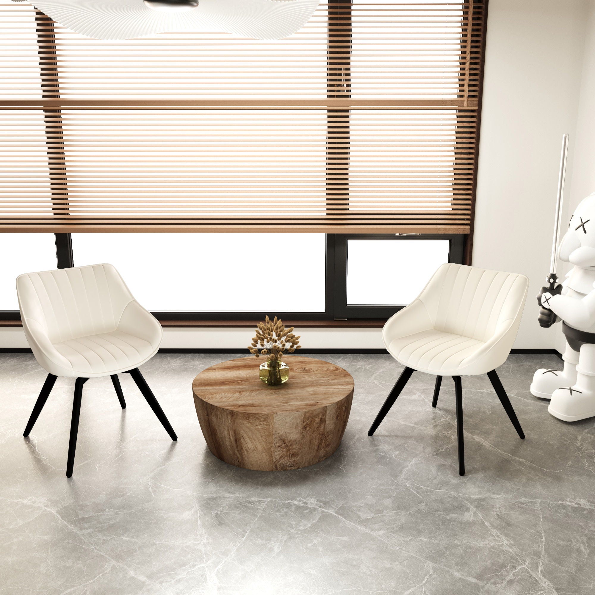 Medieval - Table And Dining Chair Set For Home Kitchen - White / Wood