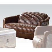 ACME Brancaster - Loveseat - Retro Brown Top Grain Leather & Aluminum | Meri Furniture