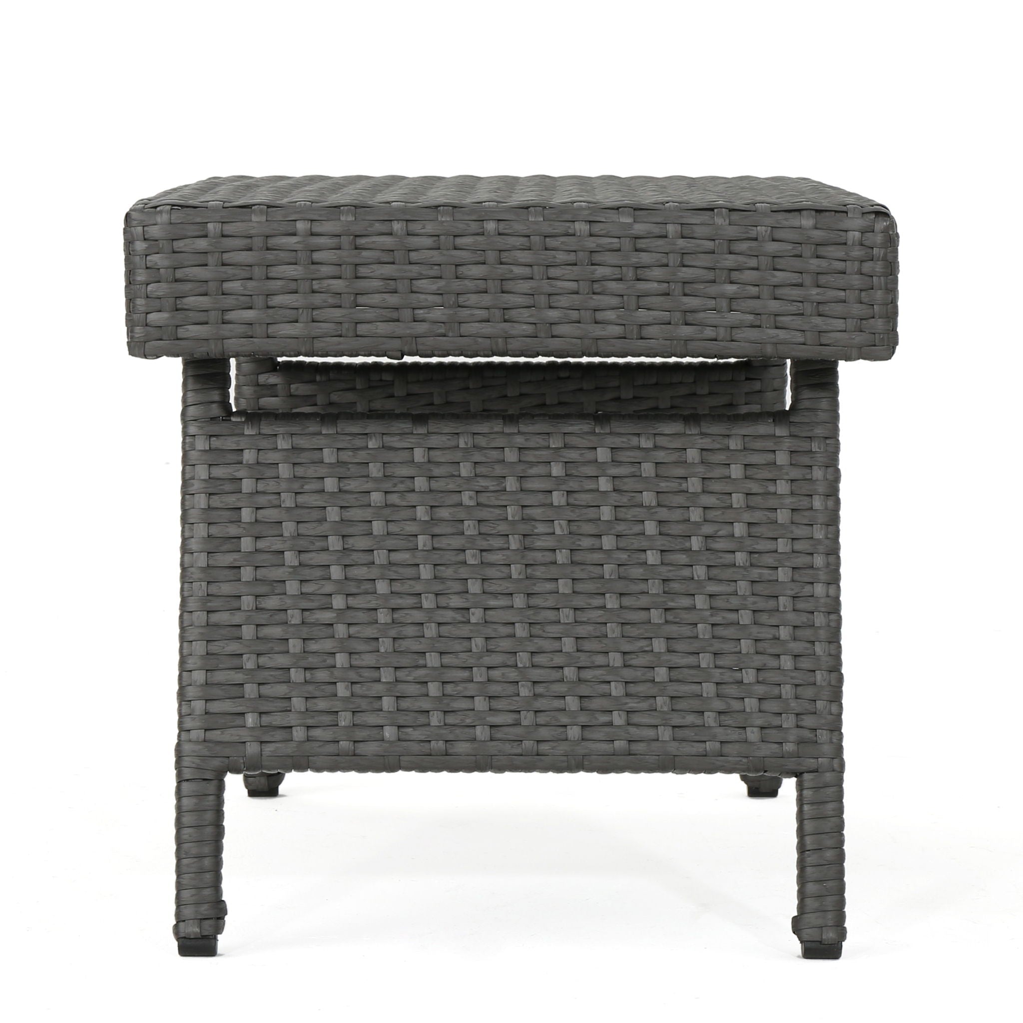 Outdoor Wicker Table With Rectangular Tabletop - Gray