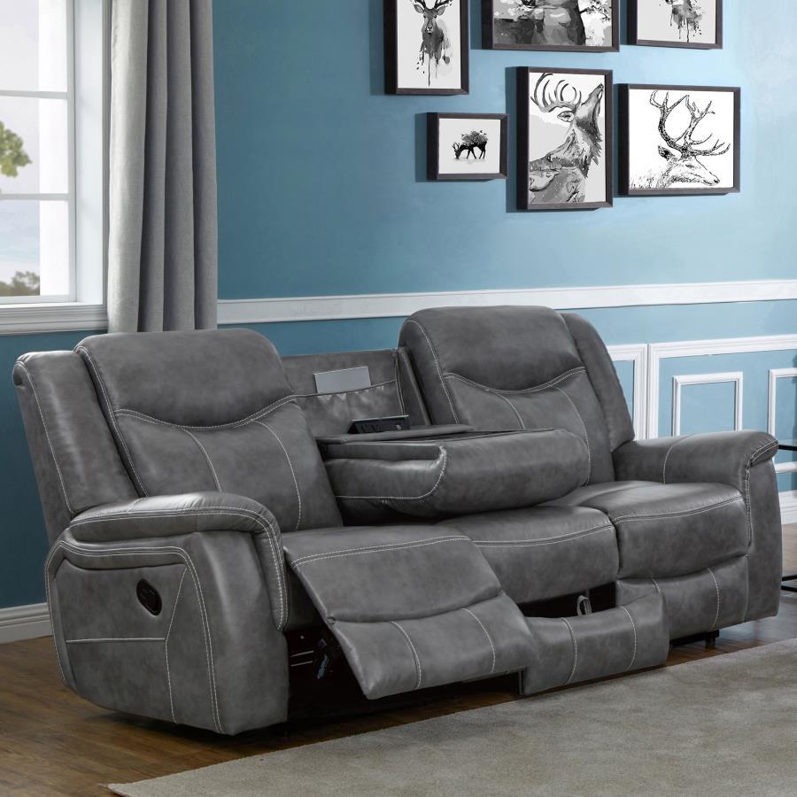 Coaster Fine Furniture Conrad - Upholstered Padded Arm Motion Sofa - Gray | Meri Furniture