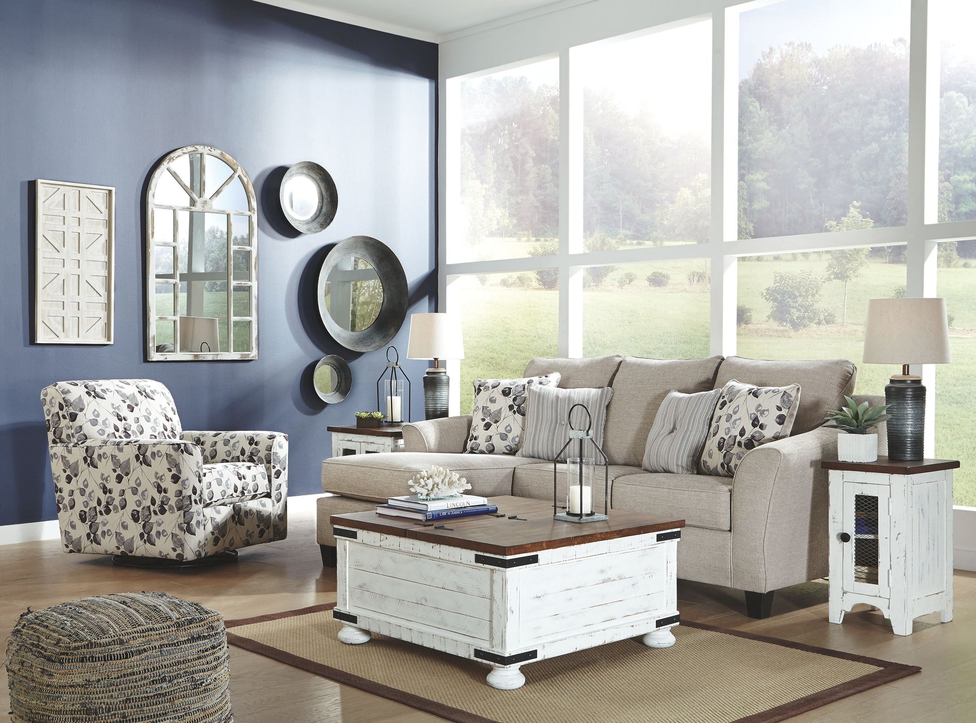 Ashley Furniture Abney - Platinum - Swivel Accent Chair | Meri Furniture