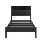 Modern Metal Platform Bed Frame With Storage Headboard And Charging Station