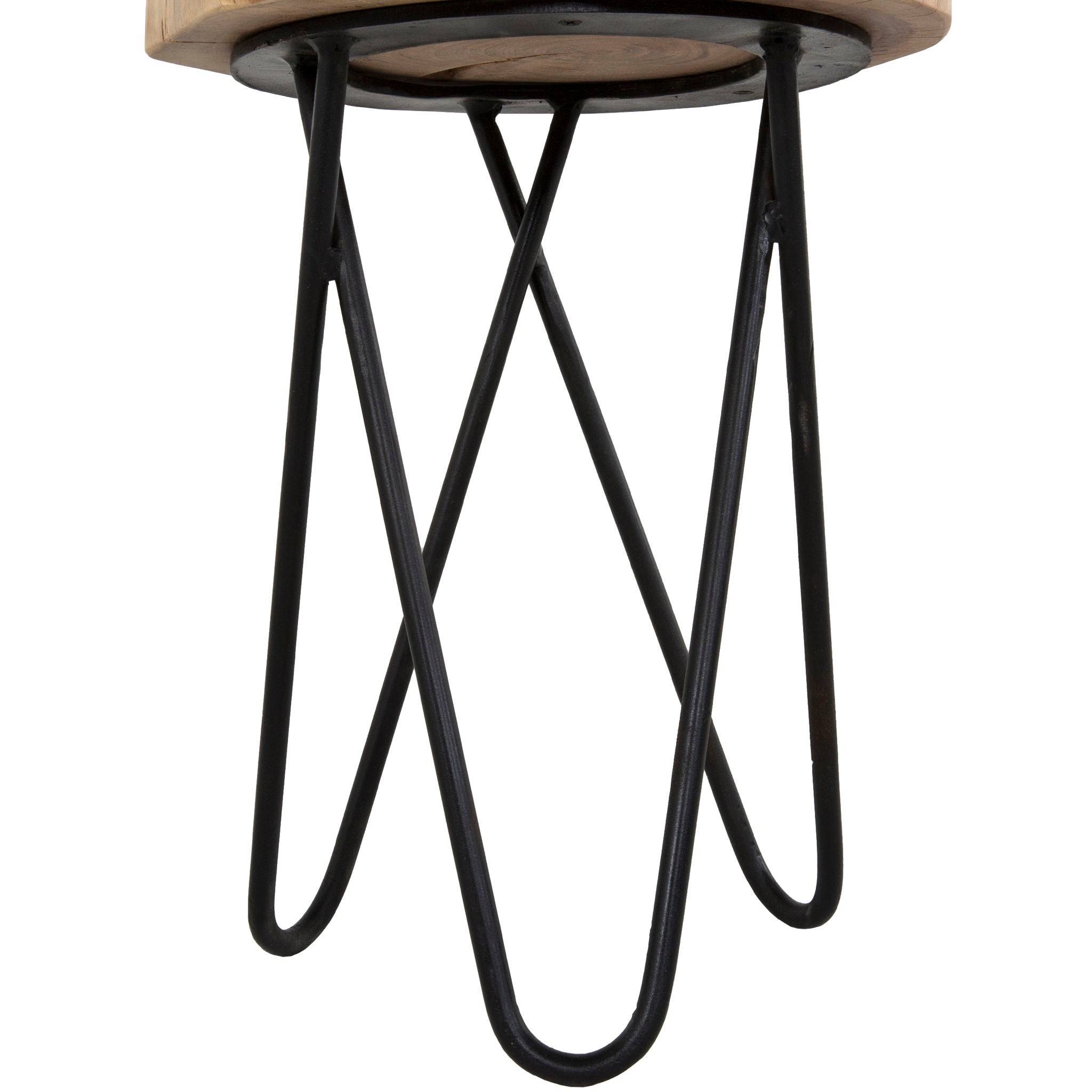 Rustic Accent Round Table With Iron Hairpin Legs
