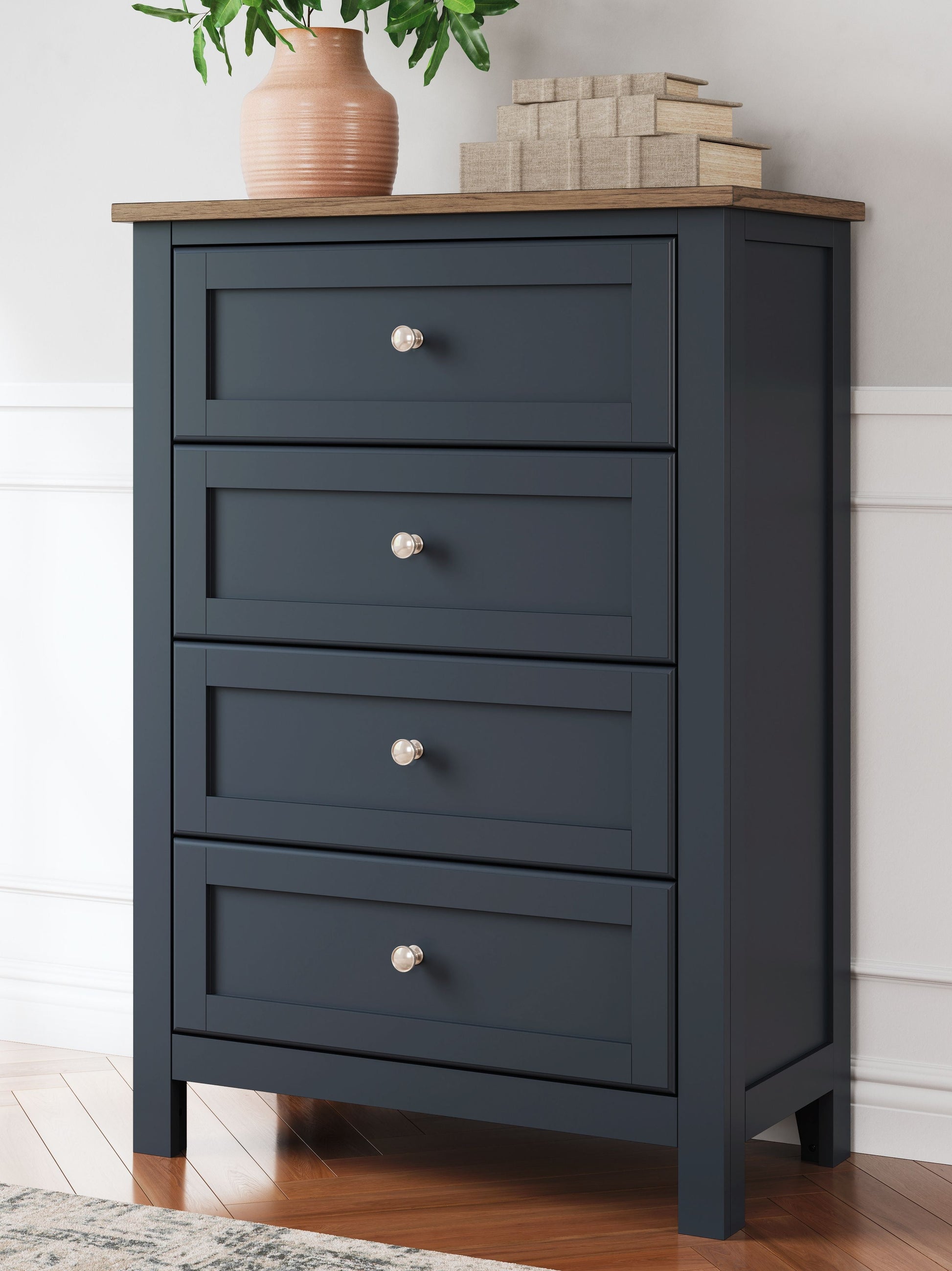 Signature Design by Ashley® Landocken - Brown / Blue - Four Drawer Chest | Meri Furniture