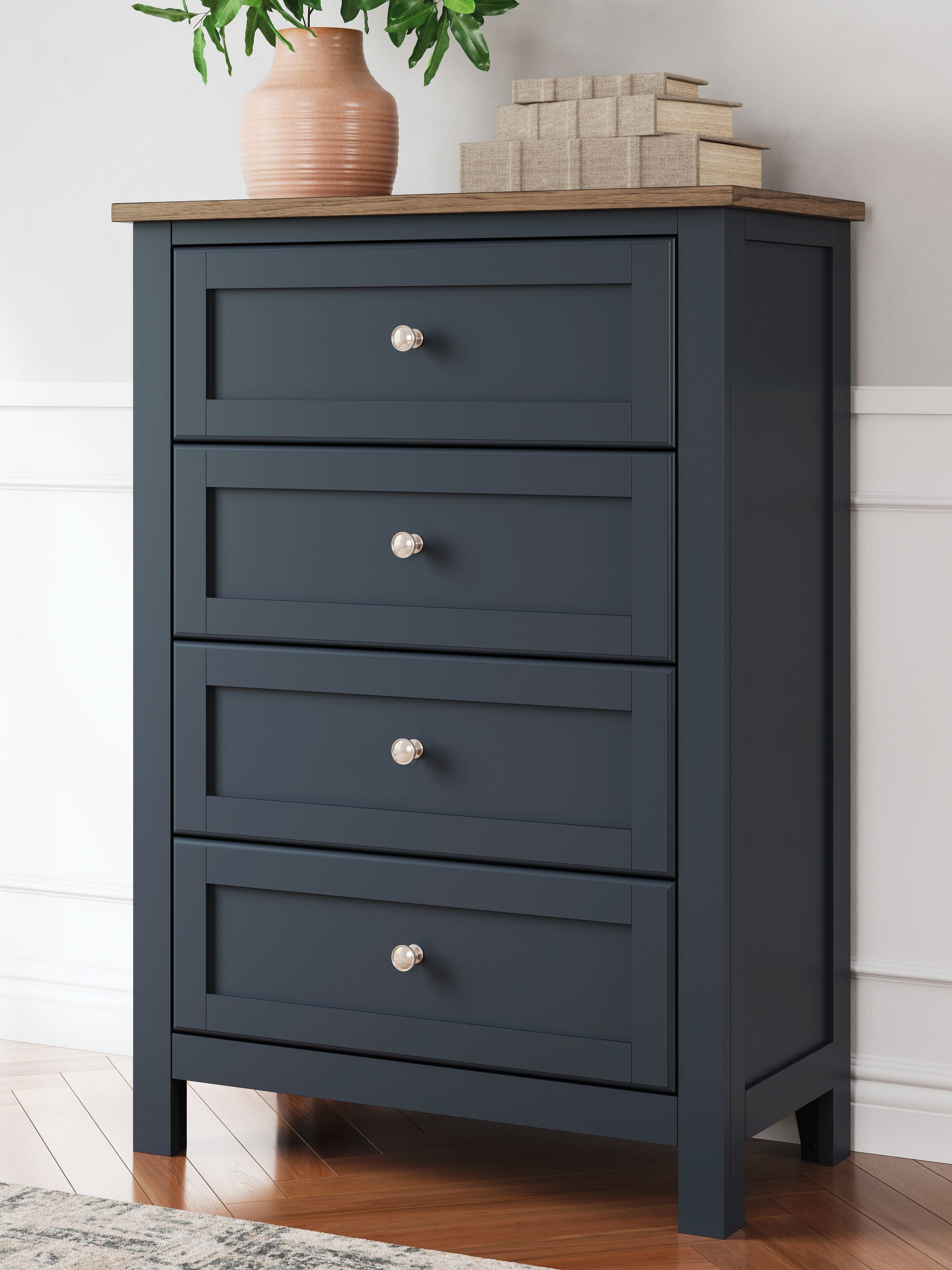 Signature Design by Ashley® Landocken - Brown / Blue - Four Drawer Chest | Meri Furniture
