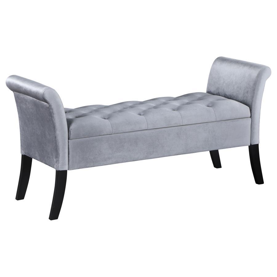 Coaster Fine Furniture Farrah - Velvet Upholstered Rolled Arm Storage Bench | Meri Furniture