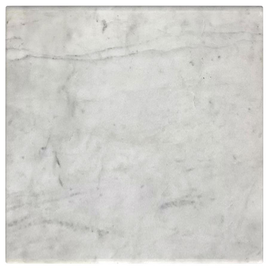 Ebby - Square Genuine Marble Top Metal End Table - White