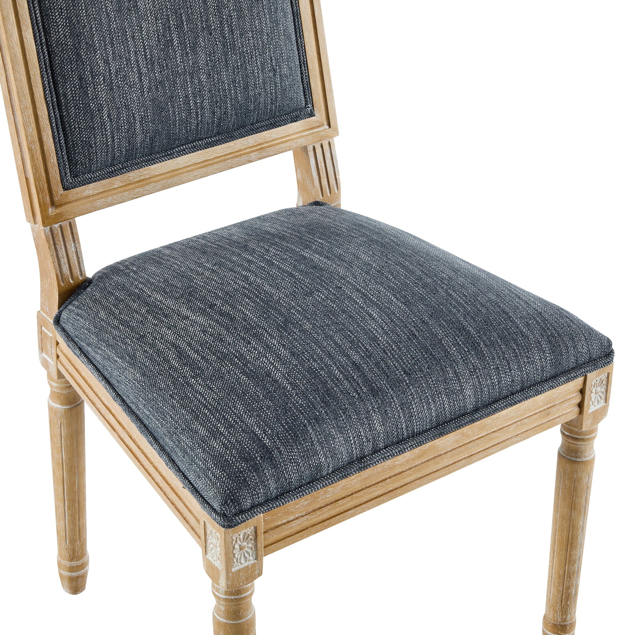 French Country Style Dining Chair With Upholstered Seating And Fluted Legs