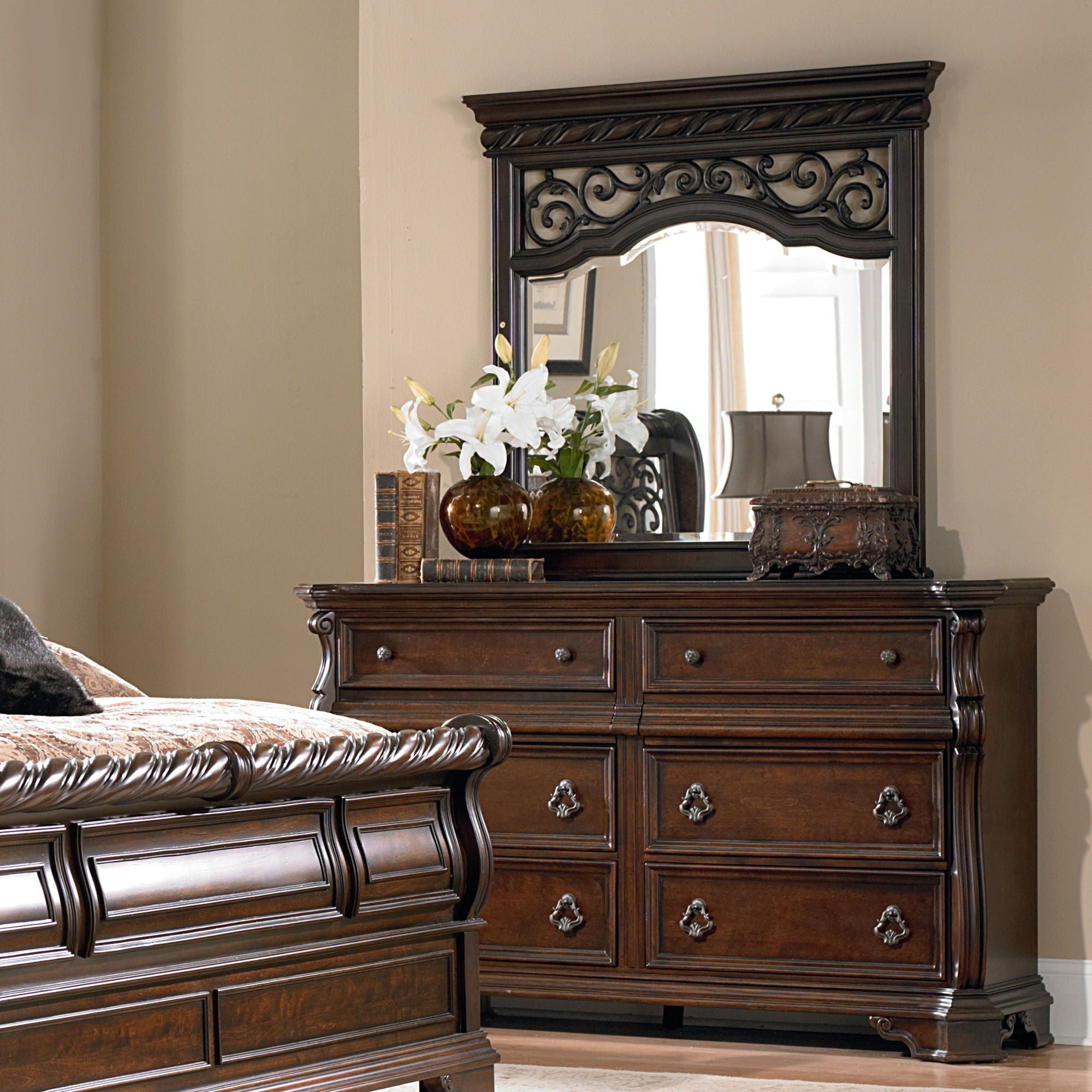Liberty Furniture Arbor Place - Dresser & Mirror - Dark Brown | Meri Furniture