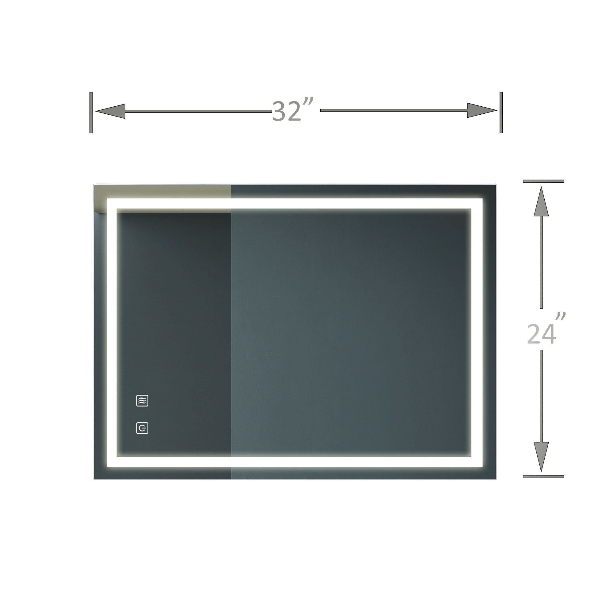 Bathroom Vanity Rectangle Mirror With Front Lighting, Anti Fog, Dimmable, Smart Memory Function