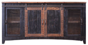 International Furniture Direct Pueblo Black - TV Stand / Console / Wall Unit - Black / Medium Brown | Meri Furniture