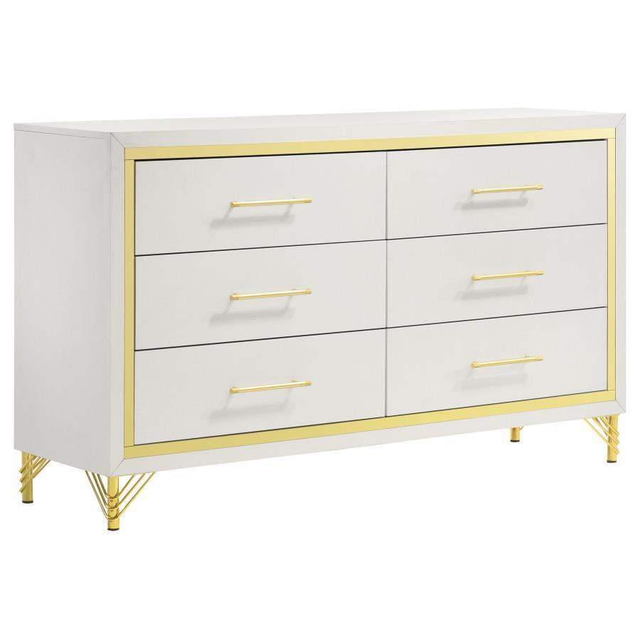 Coaster Fine Furniture Lucia - 6-Drawer Dresser - White | Meri Furniture