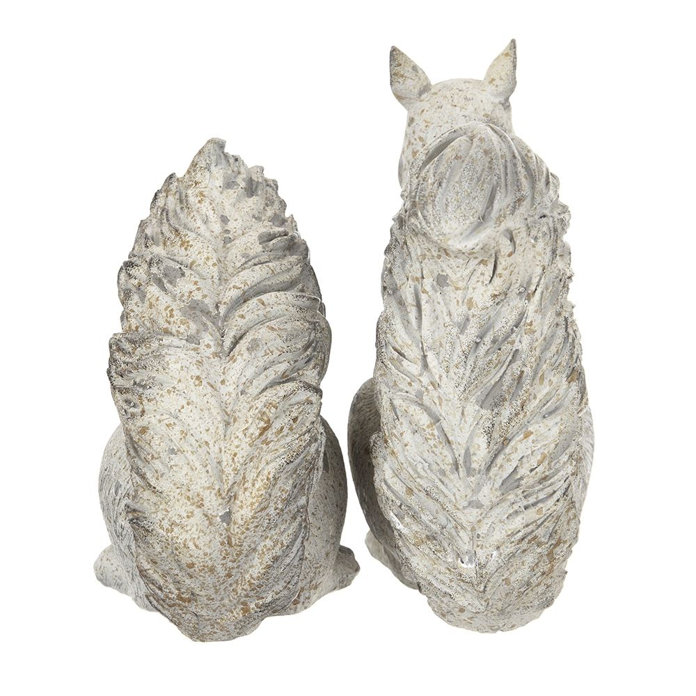 Resin Standing & Lying Down Squirrel Rustic, For Harvest Festival Fall Festival & Thanksgiving Table Decorations (Set of 2) - Antique Cream