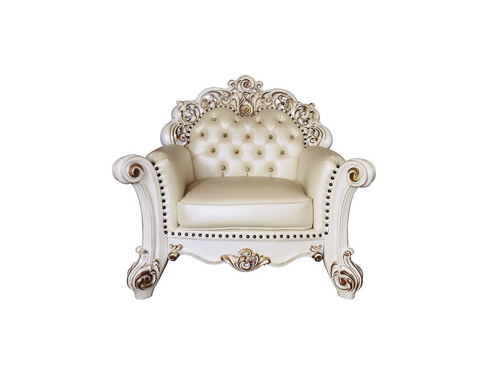 ACME Vendom - Chair - Champagne PU & Antique Pearl Finsih | Meri Furniture