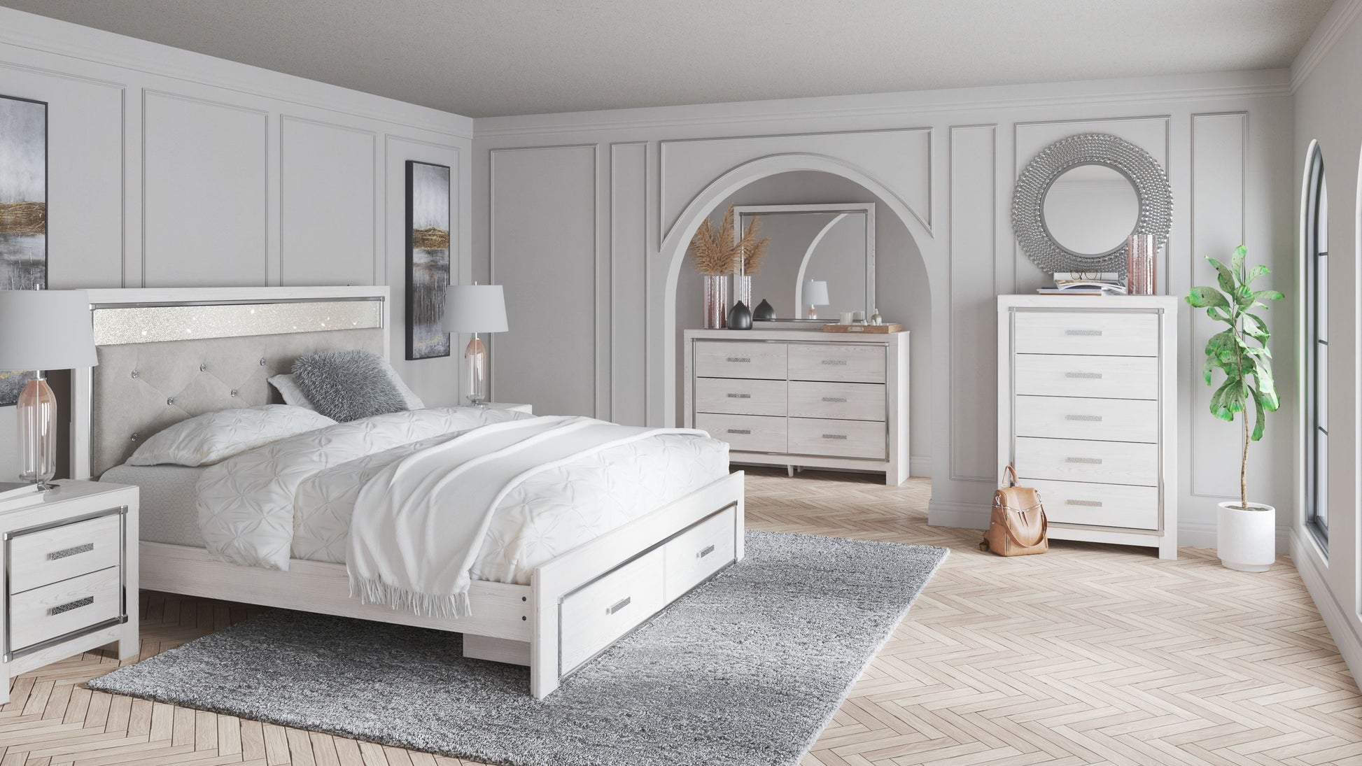 Signature Design by Ashley® Altyra - Upholstered Storage Bedroom Set | Meri Furniture