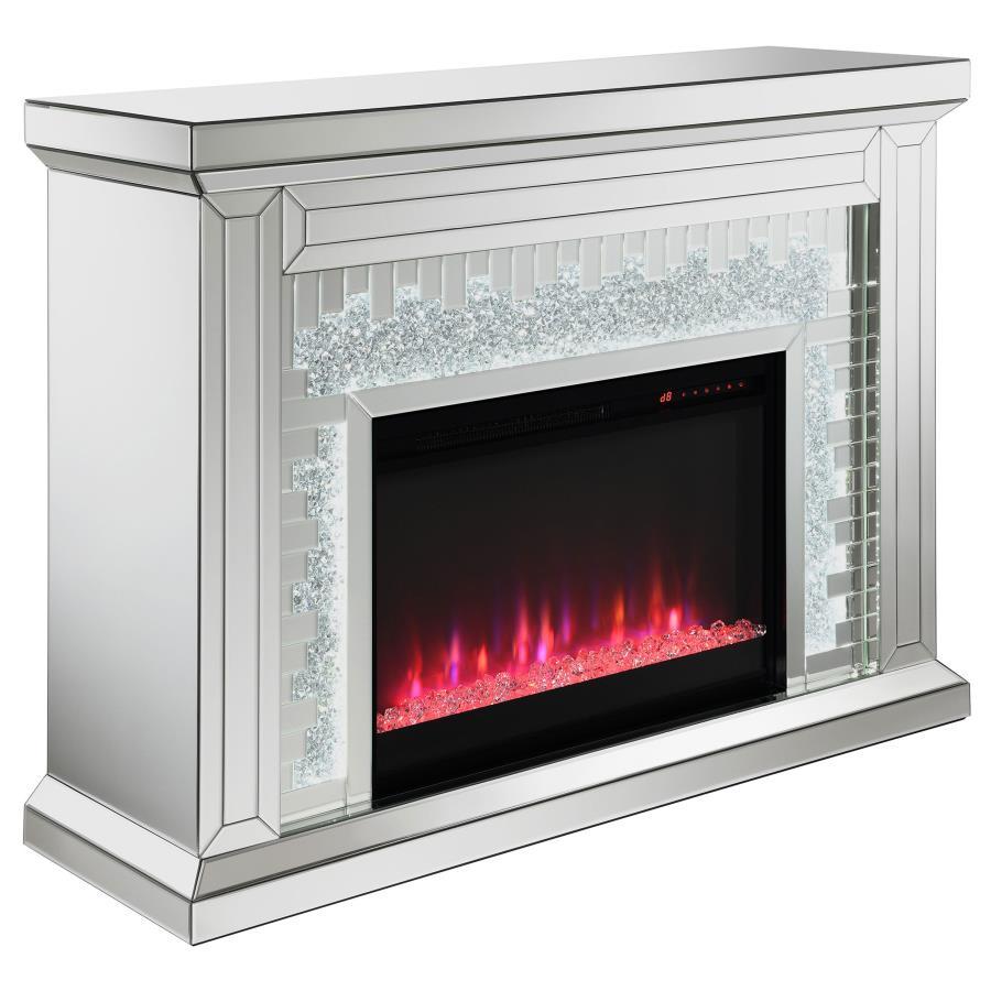 Coaster Fine Furniture Gilmore - Mirrored Freestanding Electric Fireplace - Silver | Meri Furniture