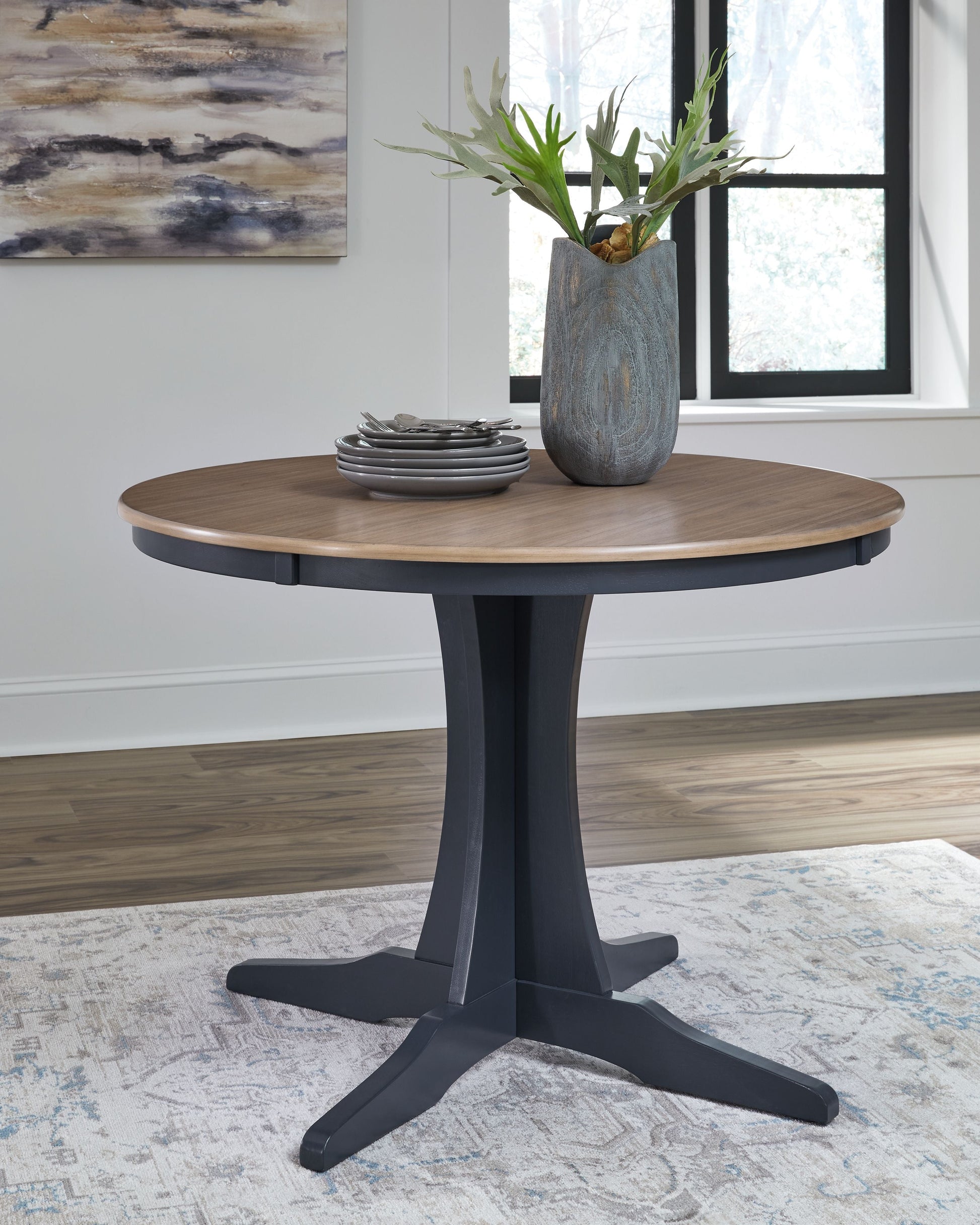 Signature Design by Ashley® Landocken - Brown / Blue - Round Dining Room Table | Meri Furniture
