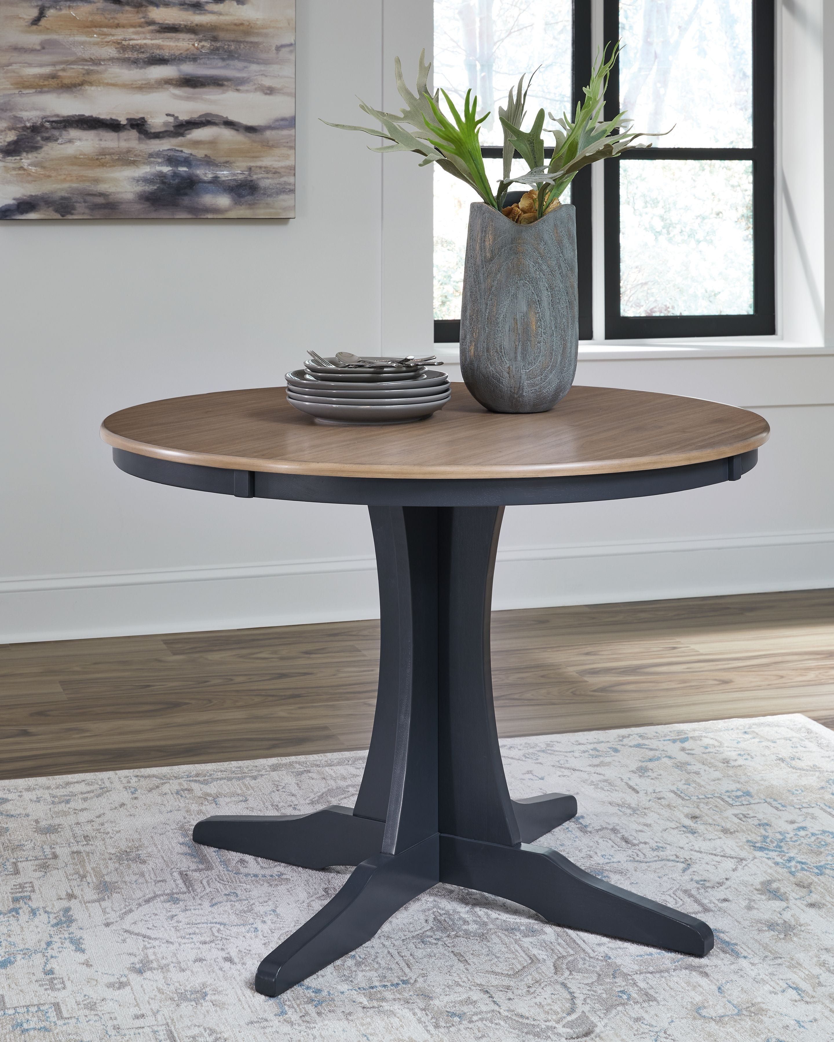 Signature Design by Ashley® Landocken - Brown / Blue - Round Dining Room Table | Meri Furniture