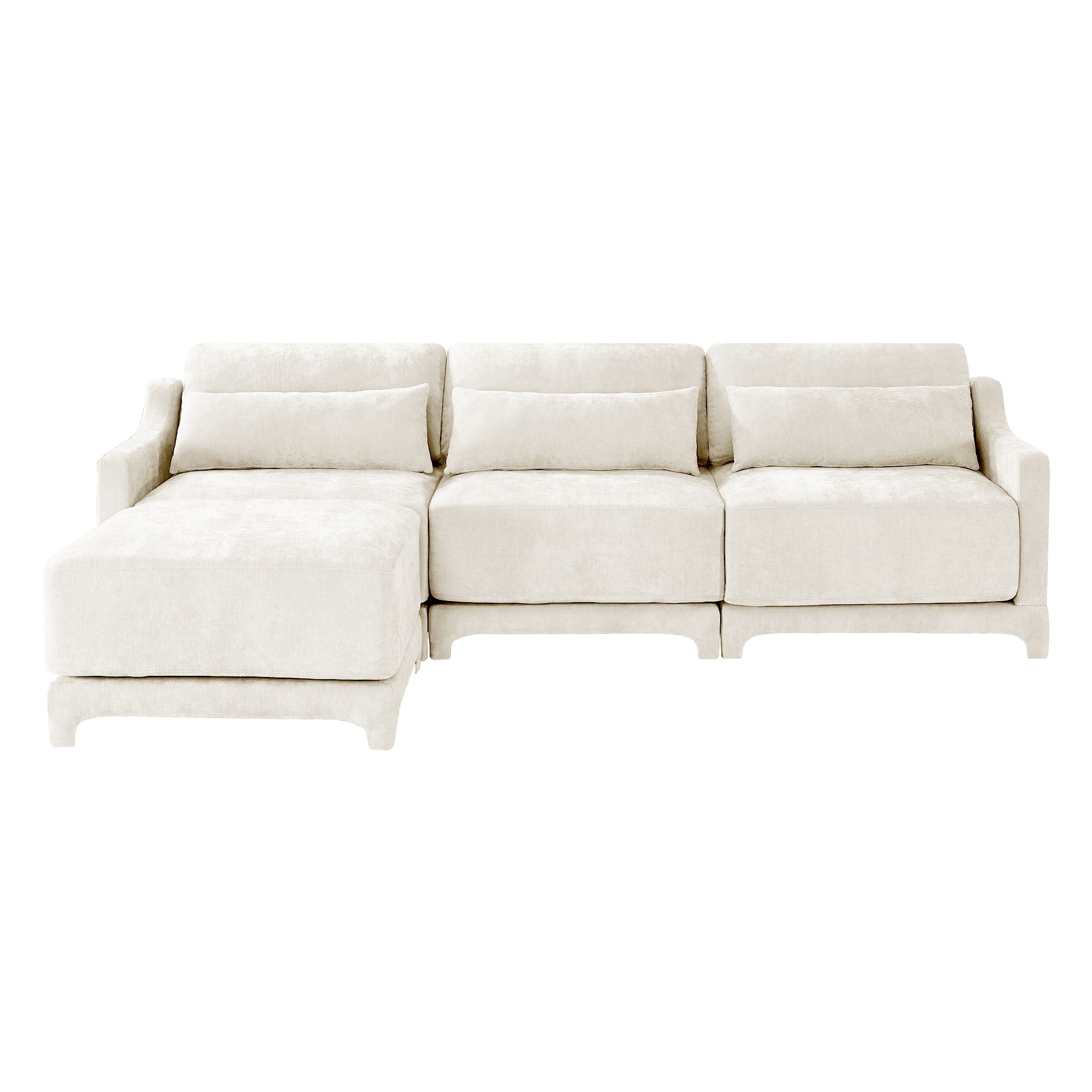 Stylish Sofa With Ottoman And Lumbar Pillows, Ergonomic Design
