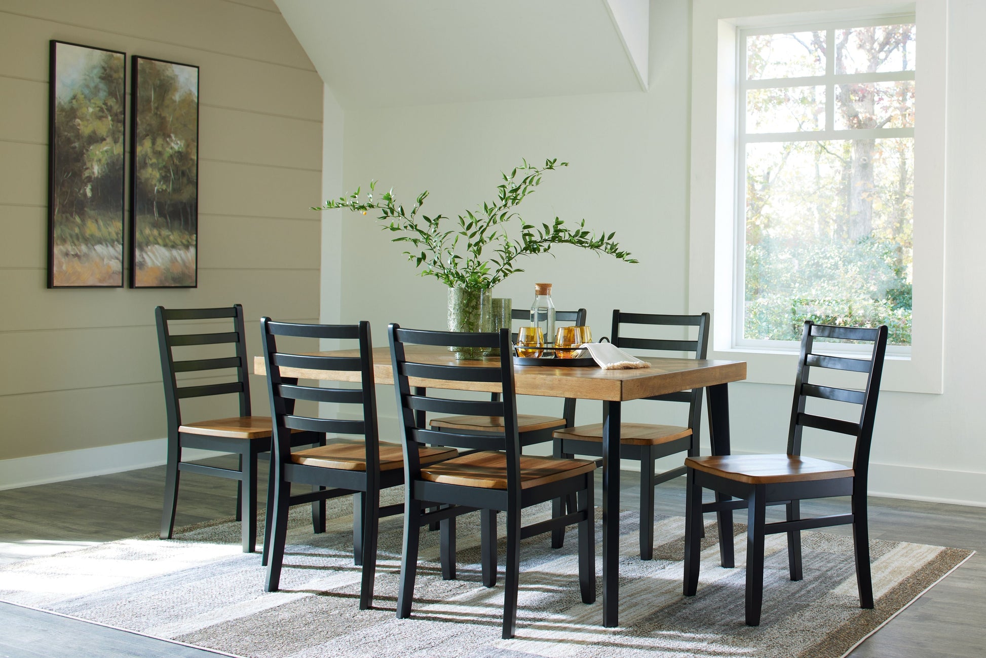 Signature Design by Ashley® Blondon - Brown / Black - Rectangular Drm Table Set (Set of 7) | Meri Furniture
