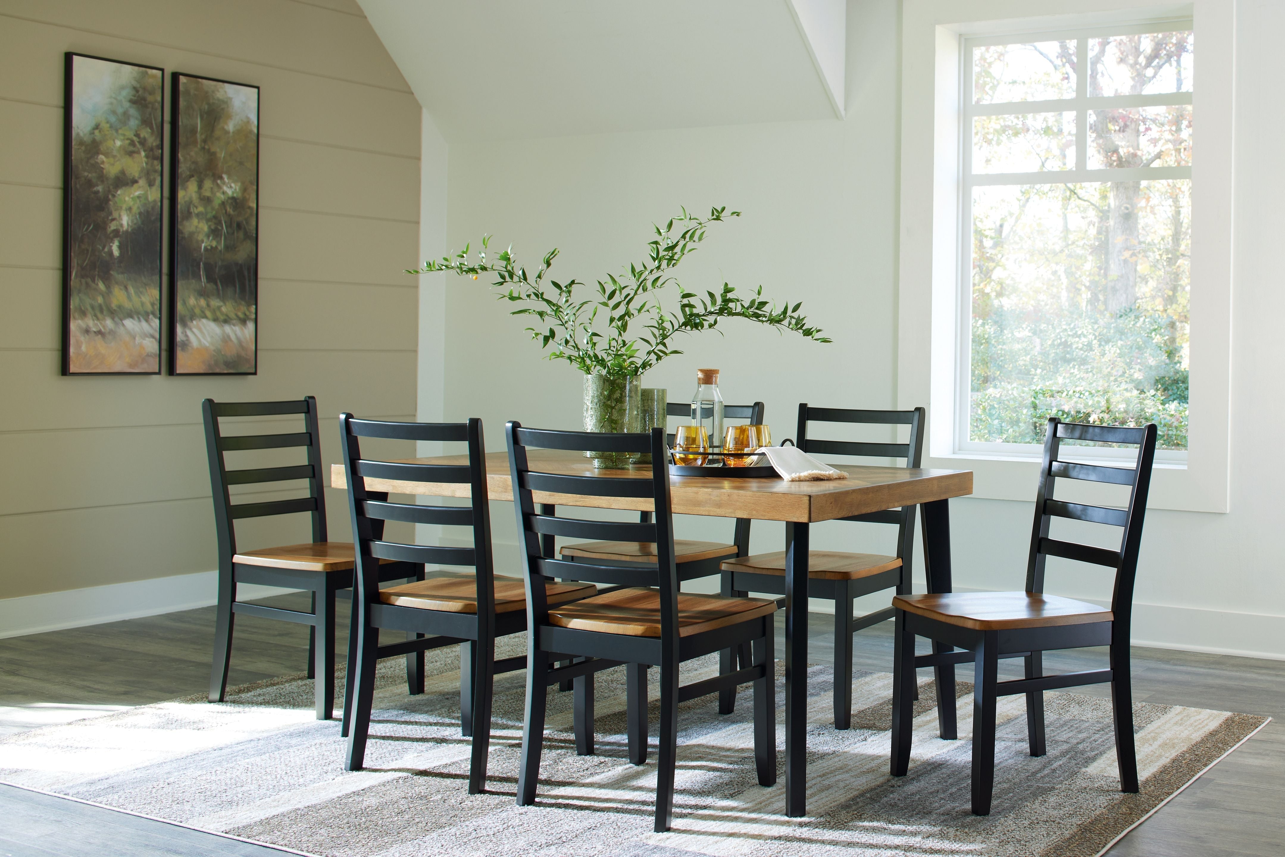 Signature Design by Ashley® Blondon - Brown / Black - Rectangular Drm Table Set (Set of 7) | Meri Furniture