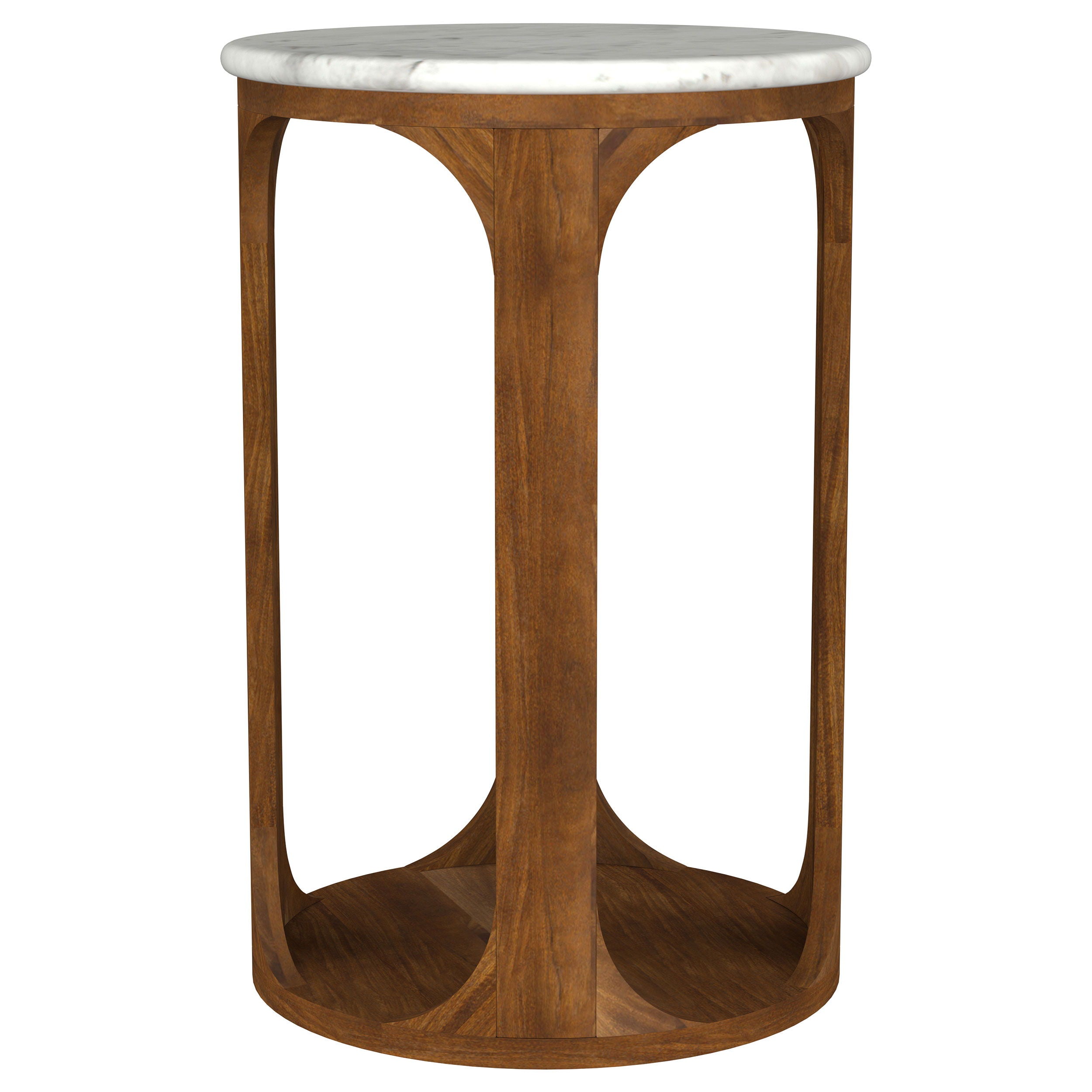 Coaster Fine Furniture Berkeley - Round Marble Top Side Table - White And Brown | Meri Furniture