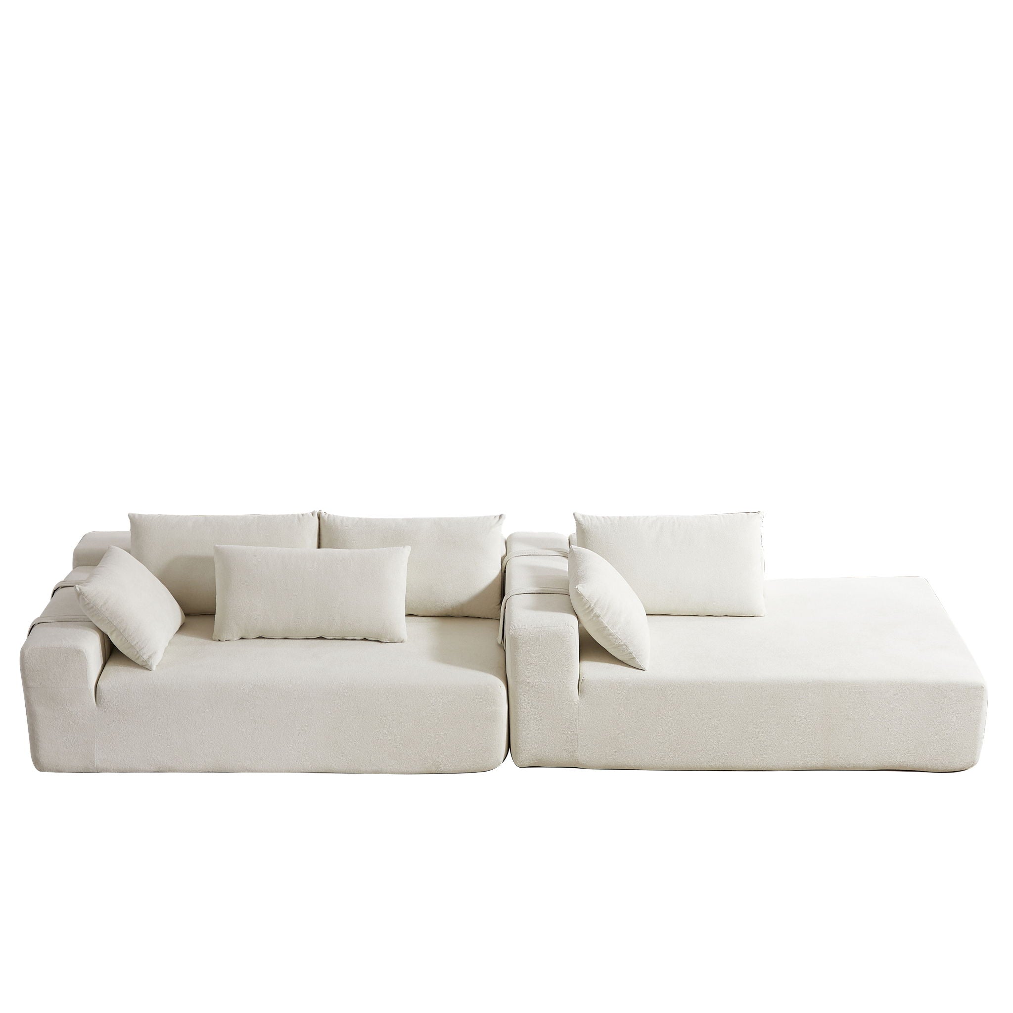 Modern Chenille Upholstered Sectional Sofa Couch Set With 6 Pillows,Free Combination