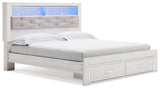 Altyra - White - King Upholstered Bookcase Bed With Storage