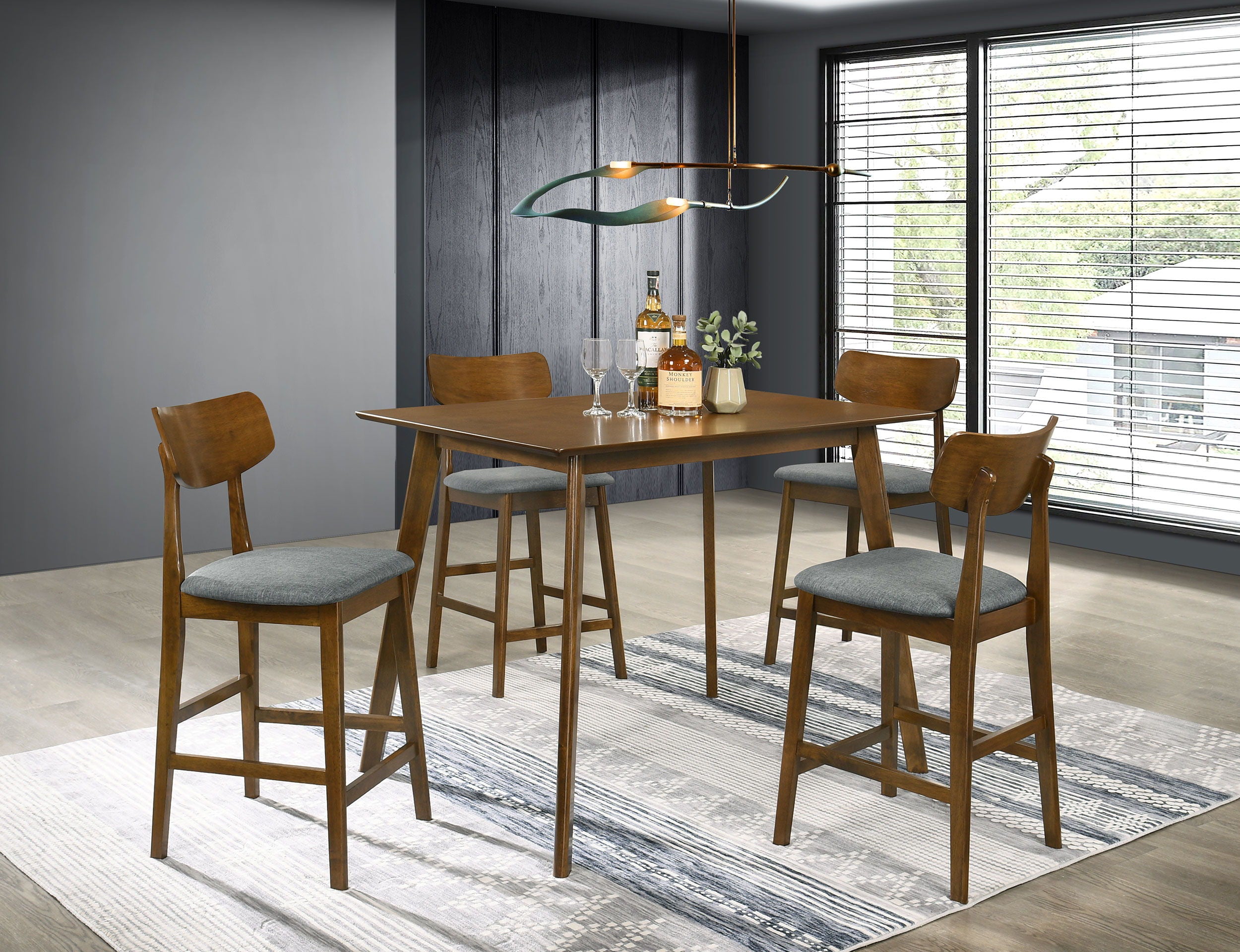 Coaster Fine Furniture Robbie - 5-Piece Counter Height Dining Set - Walnut | Meri Furniture