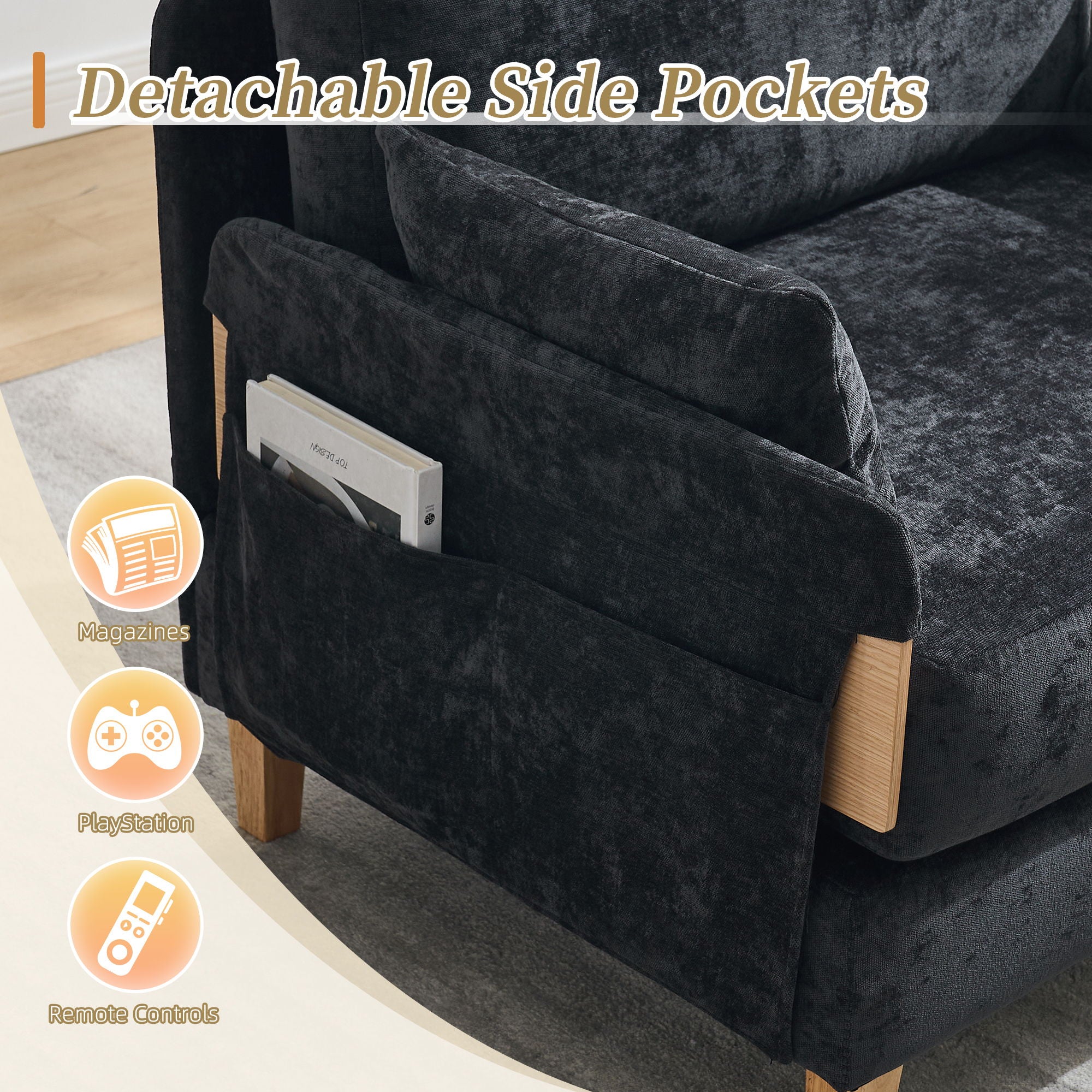 Mid Century Modern Foldable Sofa Bed, 3 In 1 Convertible Sleeper With 3 Pillows