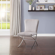 Daire - Side Chair Set of 2) - Light Gray Velvet & Chrome