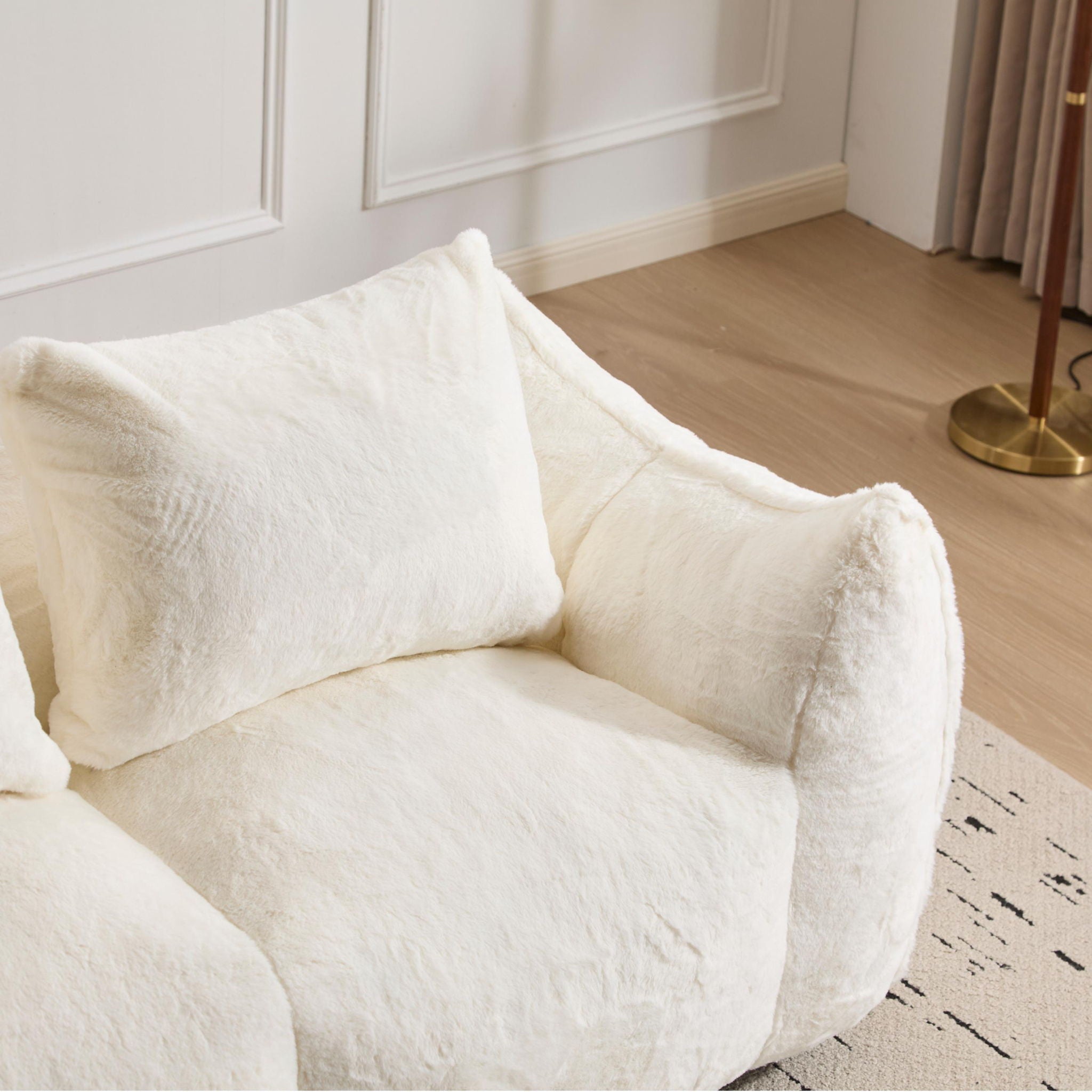 Giant Bean Bag Couch, Ultra Soft Fluffy Loveseat For Living Room