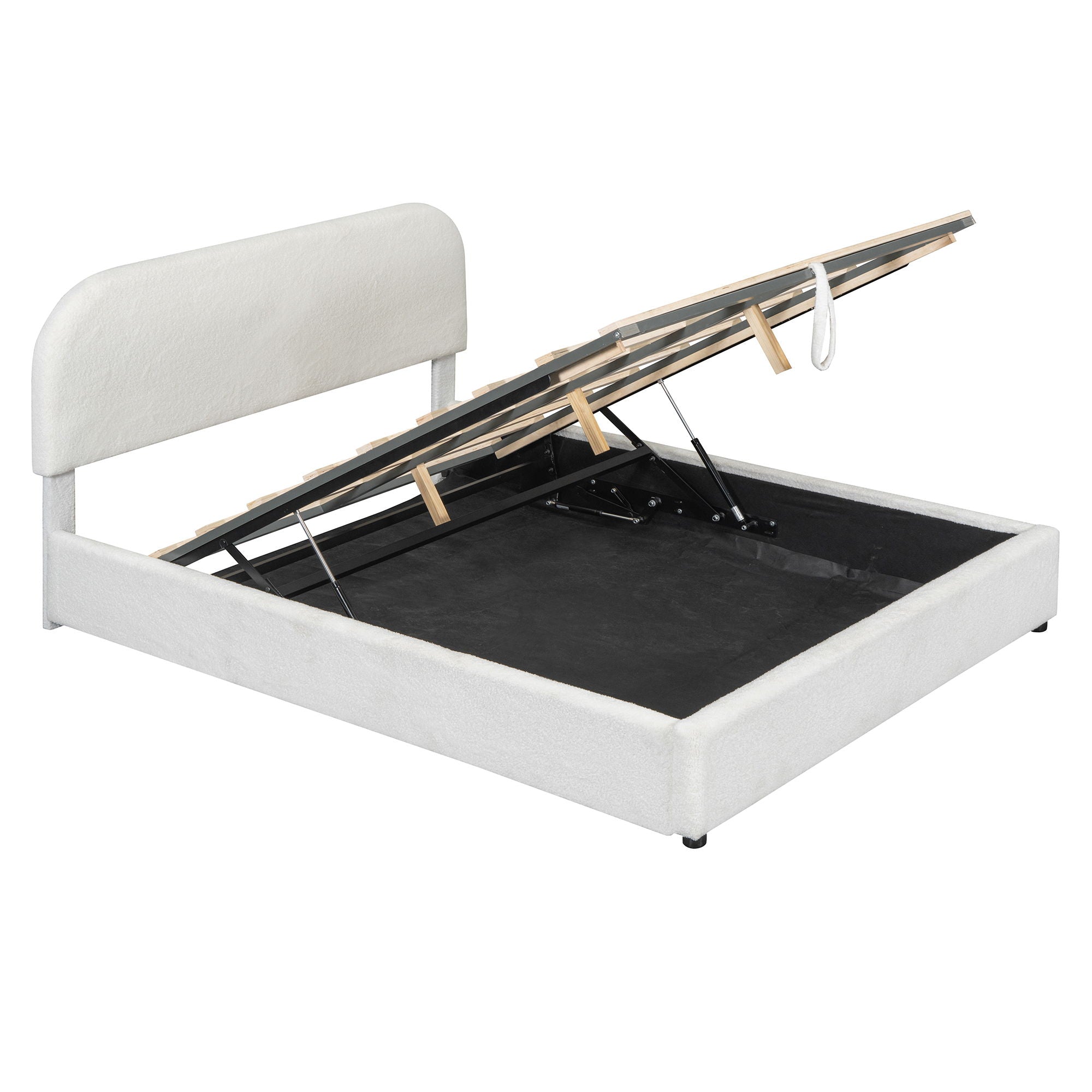 Upholstered Platform Bed With Hydraulic Storage System