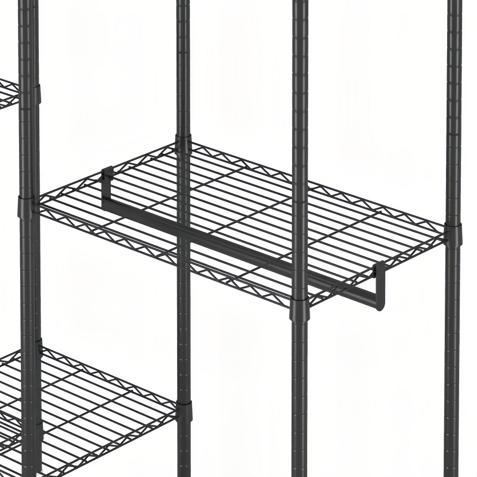 Heavy Duty Garment Rack With 8 Adjustable Wire Shelves And 5 Clothes Rails, Freestanding Closet Organizer Metal - Black