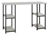 Lazabon - Gray / Black - Home Office Desk - Double-Shelf Pedestal