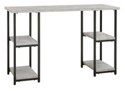 Signature Design by Ashley® Lazabon - Gray / Black - Home Office Desk - Double-Shelf Pedestal | Meri Furniture
