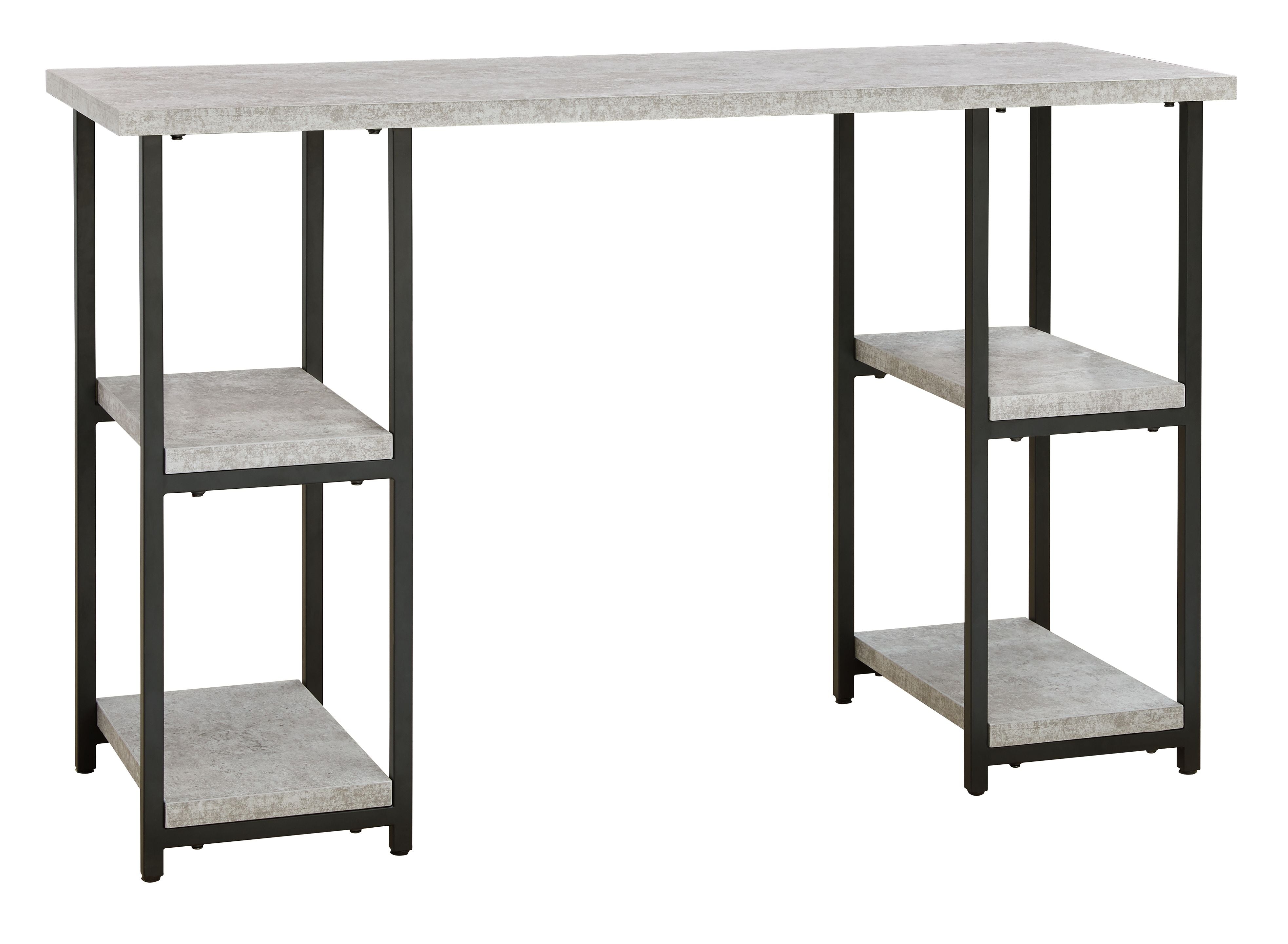 Signature Design by Ashley® Lazabon - Gray / Black - Home Office Desk - Double-Shelf Pedestal | Meri Furniture