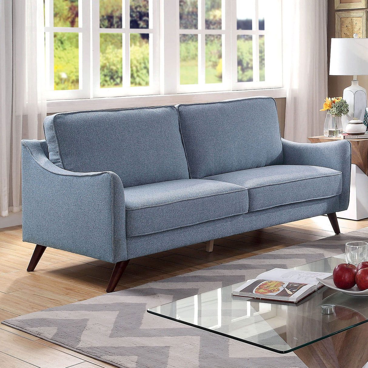 Furniture of America Maxime - Sofa - Light Blue | Meri Furniture