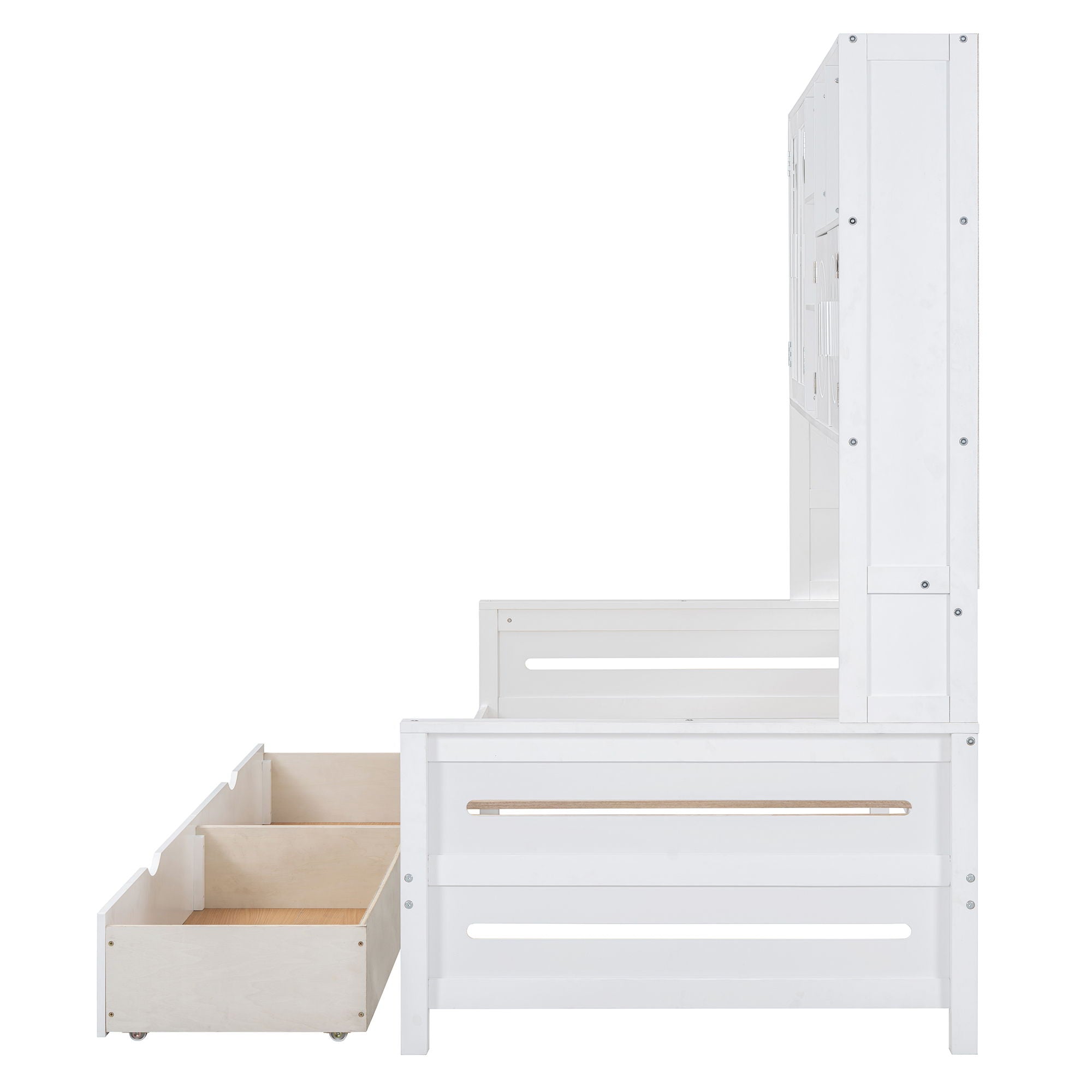 Daybed With All-In-One Cabinet And Shelf