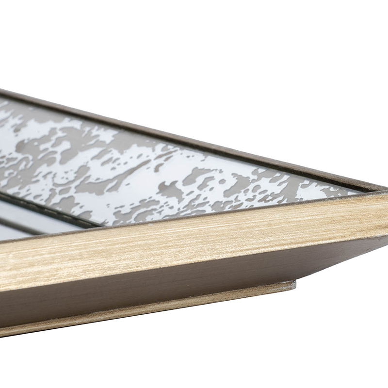 Antique Rectangle Mirror With Floral Accents, Mirrored Display Tray, Hanging Wall Mirror