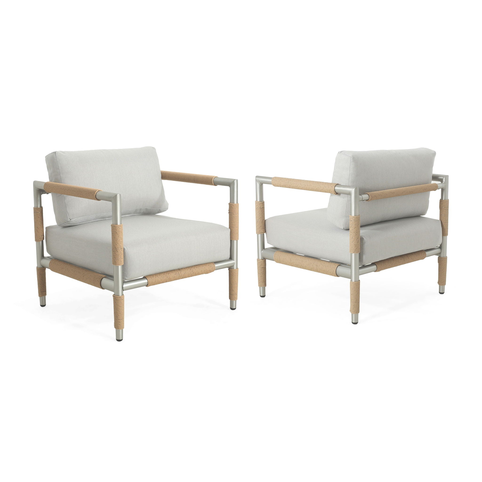 Oriana - Aluminum Outdoor Patio Armchair With Thick Cushions - Light Gray